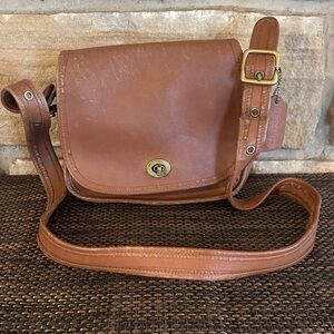 Vintage Coach Brown Leather Crossbody Bag